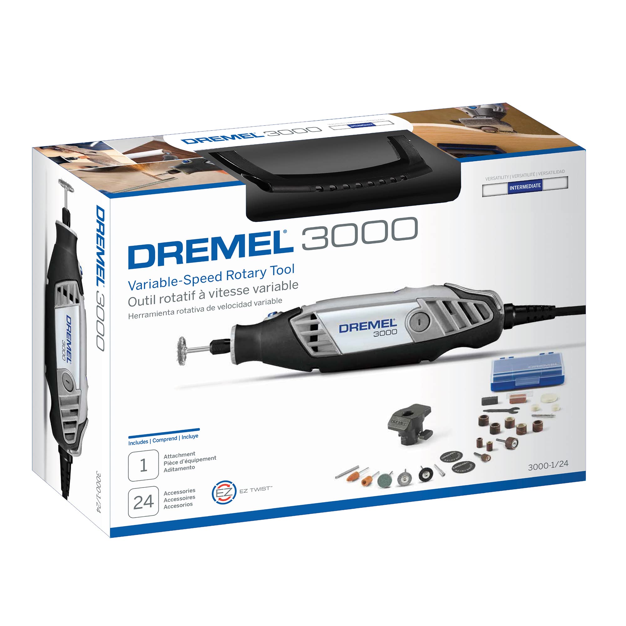 Dremel 3000-1/24 Variable Speed Rotary Tool Kit - 1 Attachment & 24 Accessories - Ideal for Cutting, Sanding, Grinding, Polishing, Drilling, Engraving, Crafts, and DIY - Image 10