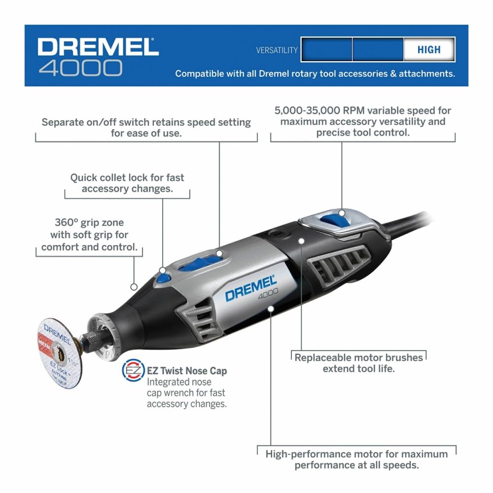 Dremel 4000-2/30 120 V Variable Speed High Performance Rotary Tool Kit - Image 9
