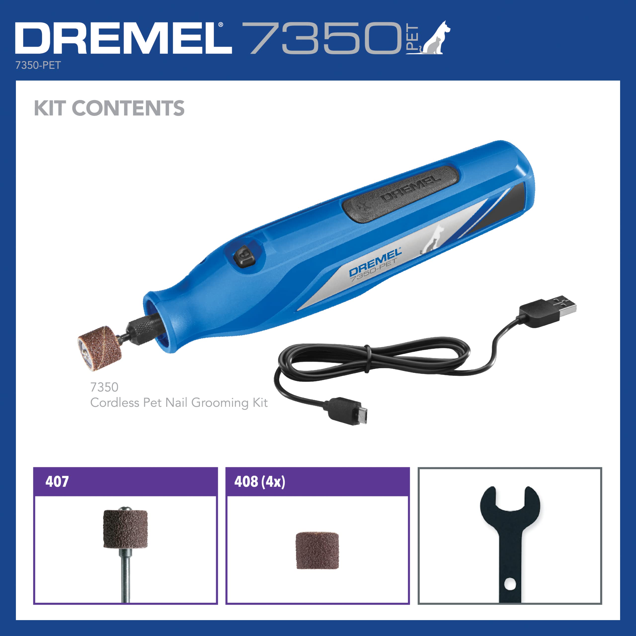 Dremel 7350-PET 4V Pet & Dog Nail Grinder, Easy-To-Use & Safe Nail Trimmer, Professional Pet Grooming Kit - Works on Large, Medium, Small Dogs & Cats - Image 7