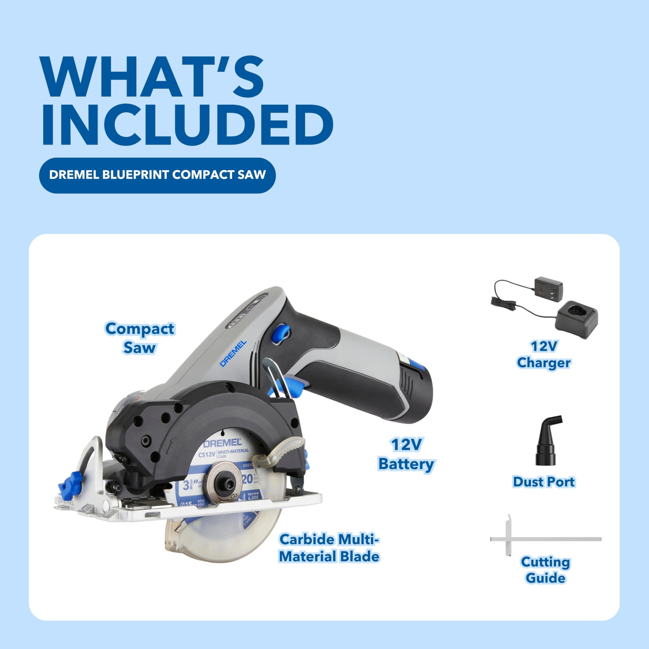 Dremel Blueprint 12V Brushless Compact Circular Saw with Integrated Laser Guide, Lithium-Ion Battery and Charger (CS12V-S1) - Image 3