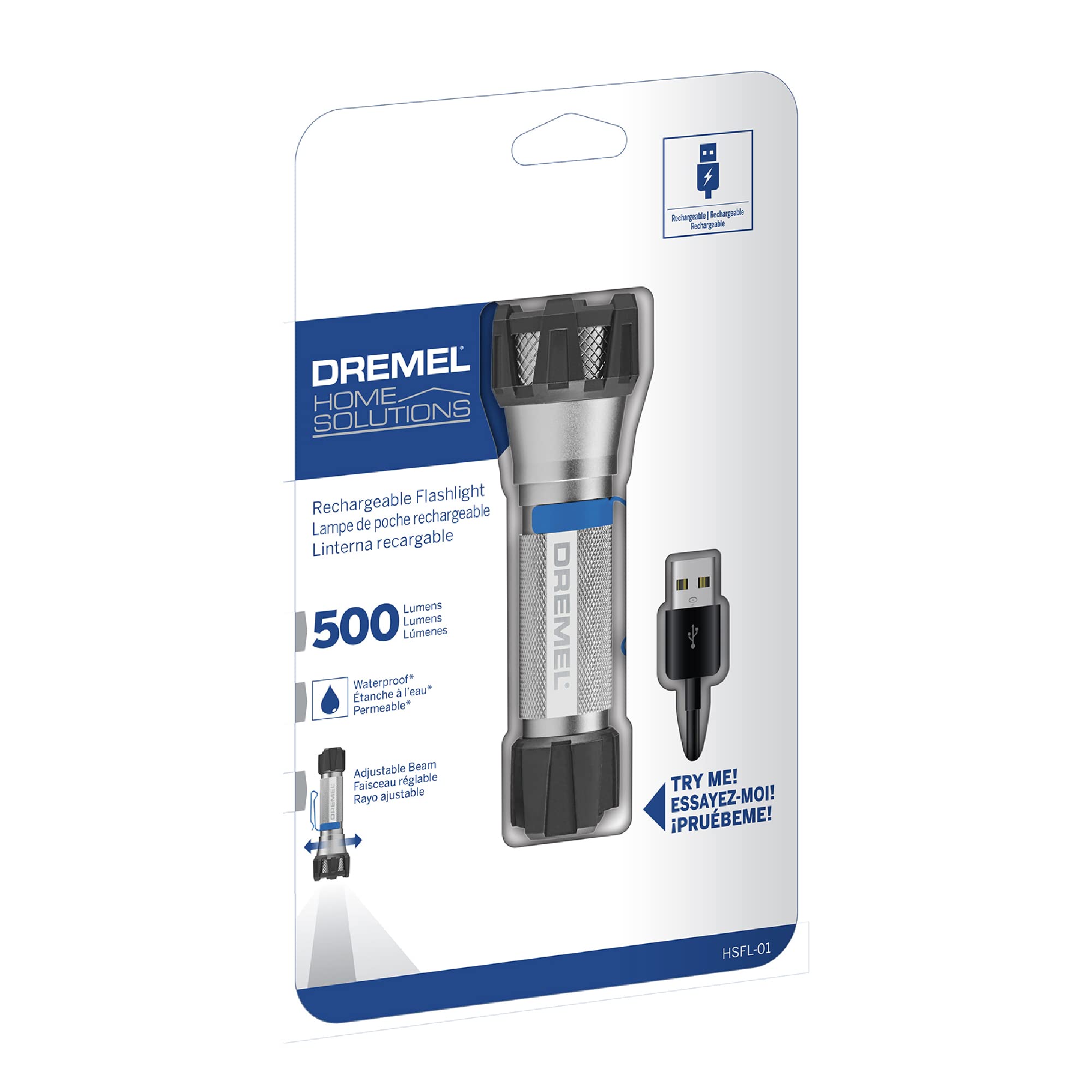 Dremel HSFL-01 4V USB Rechargeable Cordless Flashlight with 500 Lumens and 3 Light Modes, Grey - Image 7